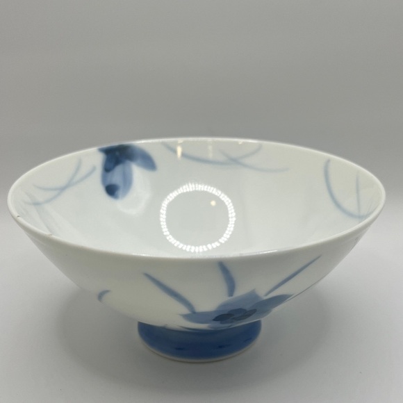 Vintage Japanese Sometsuke Blue/White Footed Porcelain Rice Bowls- Set of 4 - Picture 9 of 11